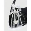 imageVerdusa Womens Y2K Coquette Bow Tie Vintage Shoulder Bags Lace PU Leather Kawaii Purse HandbagDark Black