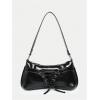imageVerdusa Womens Y2K Coquette Bow Tie Vintage Shoulder Bags Lace PU Leather Kawaii Purse HandbagDark Black