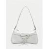 imageVerdusa Womens Y2K Coquette Bow Tie Vintage Shoulder Bags Lace PU Leather Kawaii Purse HandbagDark White