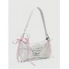 imageVerdusa Womens Y2K Coquette Bow Tie Vintage Shoulder Bags Lace PU Leather Kawaii Purse HandbagDark White