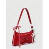 imageVerdusa Womens Y2K Coquette Bow Tie Vintage Shoulder Bags Lace PU Leather Kawaii Purse HandbagRed