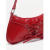 imageVerdusa Womens Y2K Coquette Bow Tie Vintage Shoulder Bags Lace PU Leather Kawaii Purse HandbagRed