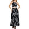 imageVerdusa Womens 2 Piece Outfits Beach Vacation Outfits Tropical Print Tie Back Cami Top and Split Maxi Skirt SetBlack Tropical