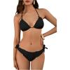 imageVerdusa Womens Bikini Sets Halter String Cute Frill Trim Two Piece Swimsuit Bathing SuitsBlack
