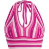 imageVerdusa Womens Colorblock Striped Crop Halter Top Tie Backless V Neck Going Out TopsHot Pink