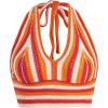 imageVerdusa Womens Colorblock Striped Crop Halter Top Tie Backless V Neck Going Out TopsOrange Red