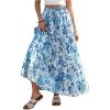 imageVerdusa Womens Flowy Flared Ruffle Boho Long Skirt Summer Maxi SkirtBlue and White