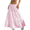 imageVerdusa Womens Flowy Flared Ruffle Boho Long Skirt Summer Maxi SkirtLight Pink