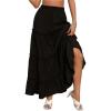 imageVerdusa Womens Flowy Flared Ruffle Boho Long Skirt Summer Maxi SkirtSolid Black