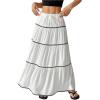 imageVerdusa Womens Flowy Flared Ruffle Boho Long Skirt Summer Maxi SkirtWavy White