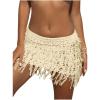 imageVerdusa Womens Fringe Trim Hollow Out Crochet Short Skirt Cover UpApricot