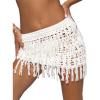 imageVerdusa Womens Fringe Trim Hollow Out Crochet Short Skirt Cover UpWhite