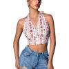imageVerdusa Womens Hippie Costume Outfit 70s Halter Top Whimsigoth Backless Crop Tops Sleeveless Disco Tank ShirtApricot
