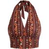 imageVerdusa Womens Hippie Costume Outfit 70s Halter Top Whimsigoth Backless Crop Tops Sleeveless Disco Tank ShirtCoral Orange