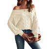 imageVerdusa Womens Off The Shoulder Sweater Top Dolman Sleeve Textured Knit Pullover SweatersApricot