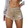 imageVerdusa Womens Ripped Distressed Skinny Denim ShortsBrown