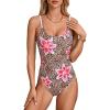 imageVerdusa Womens Ruffled Open Back Spaghetti Strap One Piece Swimsuit SwimwearLeopard Pink