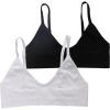 imageVerdusa Womens Scoop Neck Spaghetti Strap Seamless Bra Top Crop BraletteBlack and White