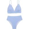 imageVerdusa Womens Striped High Waist Bikini Sets Swimsuit 2 Piece Bathing SuitsBlue and White
