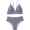 imageVerdusa Womens Striped High Waist Bikini Sets Swimsuit 2 Piece Bathing SuitsDark Blue and White