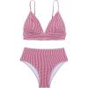 imageVerdusa Womens Striped High Waist Bikini Sets Swimsuit 2 Piece Bathing SuitsRed and White