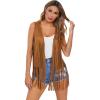 imageVerdusa Womens Tassel Sleeveless Vest 70s Hippie Faux Suede Fringe Jacket CardiganBrown