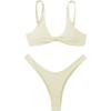 imageVerdusa Womens Twist Front High Cut Thong Two Piece Bikini Set SwimsuitBeige