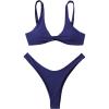 imageVerdusa Womens Twist Front High Cut Thong Two Piece Bikini Set SwimsuitNavy Blue