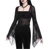 imageVerdusa Womens Y2K Bell Sleeve Square Neck Ruched Blouse Goth Lace TopsBlack1