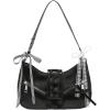imageVerdusa Womens Y2K Coquette Bow Tie Vintage Shoulder Bags Lace PU Leather Kawaii Purse HandbagBlack