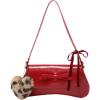 imageVerdusa Womens Y2K Coquette Bow Tie Vintage Shoulder Bags Lace PU Leather Kawaii Purse HandbagBow Red