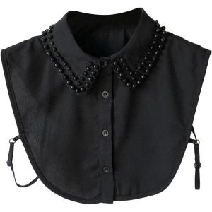 imageVerdusa Womens Fake Collar Detachable Dickey Collar Half Shirts BlouseBeaded Black