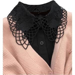 imageVerdusa Womens Fake Collar Detachable Dickey Collar Half Shirts BlouseFlower Black