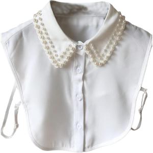 imageVerdusa Womens Fake Collar Detachable Dickey Collar Half Shirts BlousePlain White