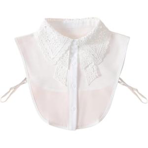 imageVerdusa Womens Fake Collar Detachable Dickey Collar Half Shirts BlouseSolid White