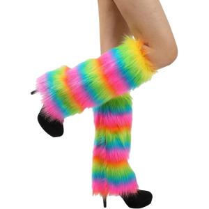 imageVerdusa Womens Fur Leg Warmers Furry Fuzzy Long Boot Cuff CoversMulticolor