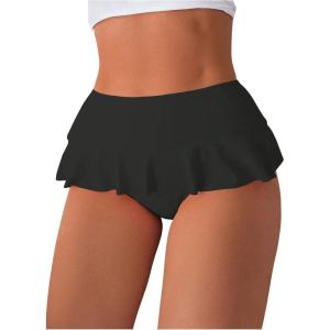 imageVerdusa Womens Ruffled Bikini Bottoms High Waist Beachwear Swim BriefsBlack