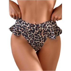 imageVerdusa Womens Ruffled Bikini Bottoms High Waist Beachwear Swim BriefsBrown