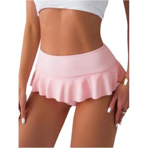 imageVerdusa Womens Ruffled Bikini Bottoms High Waist Beachwear Swim BriefsPink
