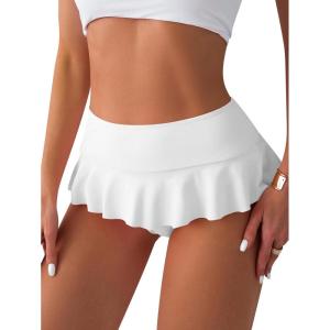 imageVerdusa Womens Ruffled Bikini Bottoms High Waist Beachwear Swim BriefsWhite