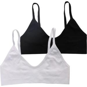 imageVerdusa Womens Scoop Neck Spaghetti Strap Seamless Bra Top Crop BraletteBlack and White