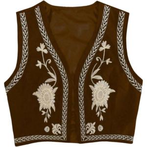 imageVerdusa Womens Vintage Embroidery Vest Top Open Front Sleeveless Cropped Cardigan Boho Cowgirl Vest JacketBrown