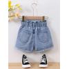 imageVerdusa Girls Casual Paperbag Waist Belted Denim Shorts with PocketsLight Wash