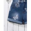 imageVerdusa Girls Denim Shorts High Waist Butterfly Print Rolled Hem Straight Leg ShortsMedium Wash