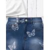imageVerdusa Girls Denim Shorts High Waist Butterfly Print Rolled Hem Straight Leg ShortsMedium Wash