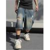 imageVerdusa Mens Baggy Bermuda Denim Shorts Streetwear Jean Short with PocketsDark Wash