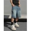 imageVerdusa Mens Baggy Bermuda Denim Shorts Streetwear Jean Short with PocketsGrey Blue