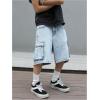 imageVerdusa Mens Baggy Bermuda Denim Shorts Streetwear Jean Short with PocketsLight Wash