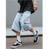 imageVerdusa Mens Baggy Bermuda Denim Shorts Streetwear Jean Short with PocketsLight Wash