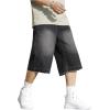 imageVerdusa Mens Baggy Jean Raw Trim Casual Loose Denim Shorts Bermuda Jean Loose ShortBlack